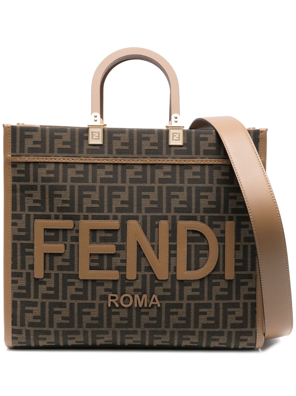 FENDI Sunshine 中号手提包 - 褐色