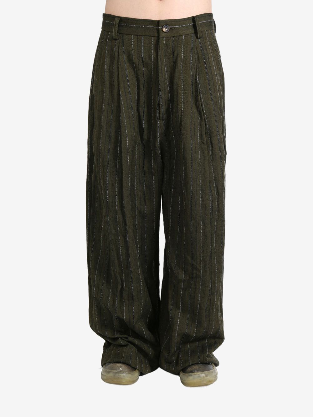 Ziggy Chen pinstriped tailored trousers - 绿色