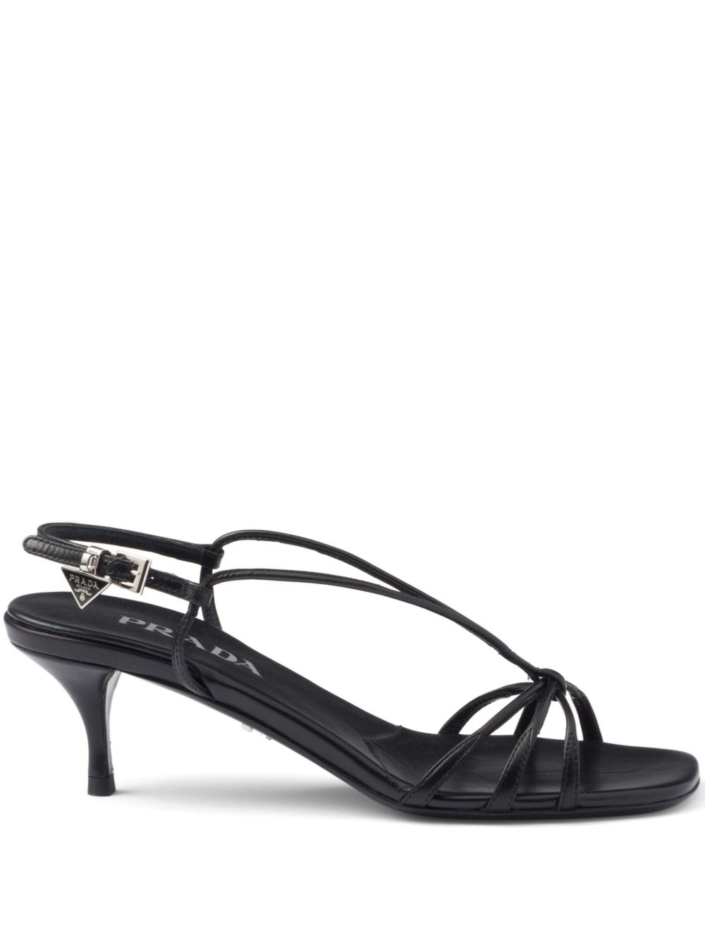Prada 皮质中跟凉鞋 - 黑色