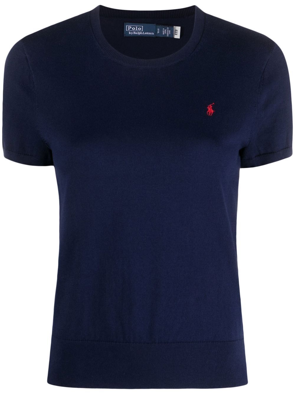 Polo Ralph Lauren logo刺绣针织T恤 - 蓝色