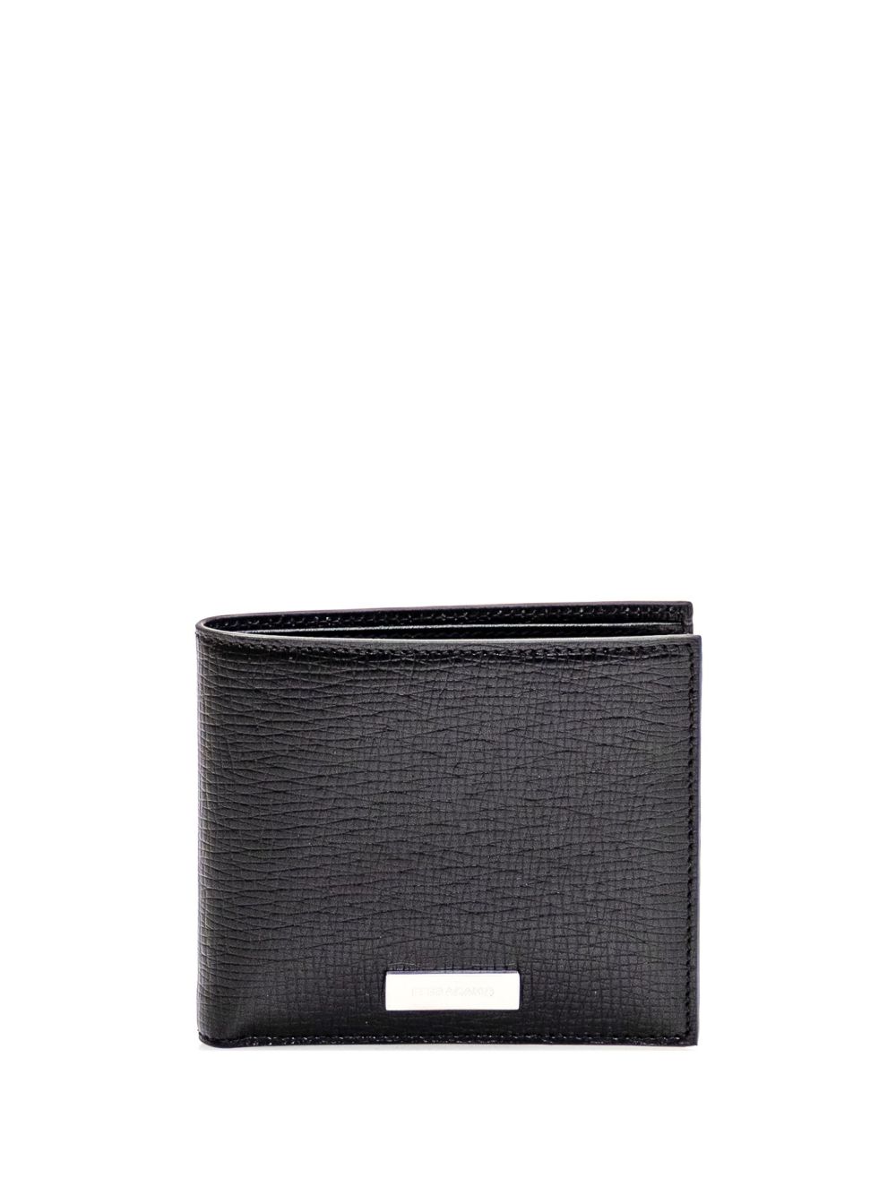 Ferragamo logo标牌皮质钱包 - 黑色