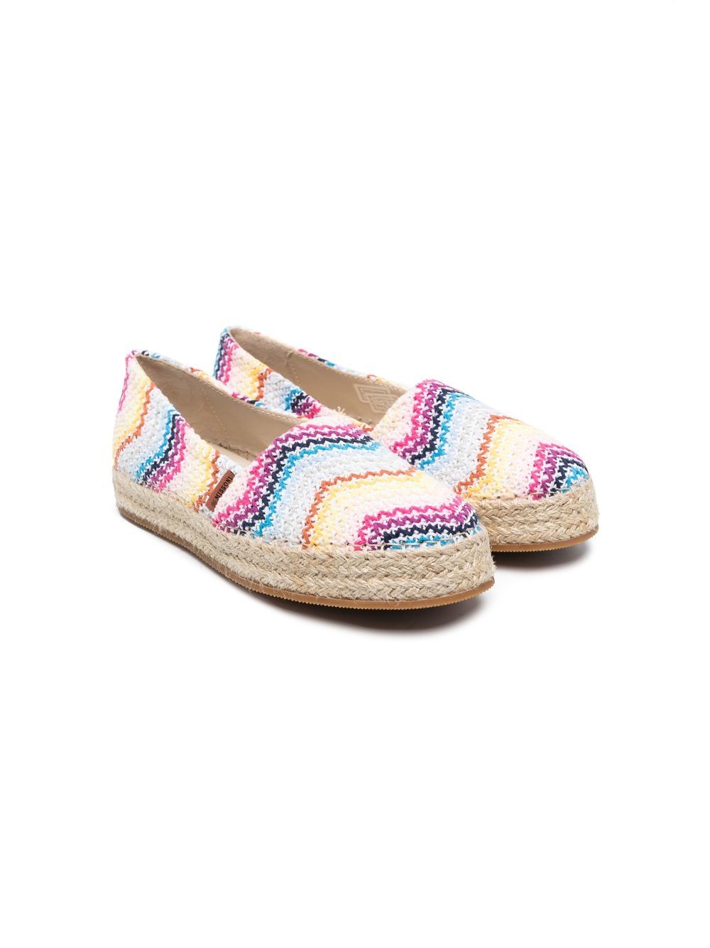 Missoni Kids Z字形图案套穿式草编鞋 - 黄色