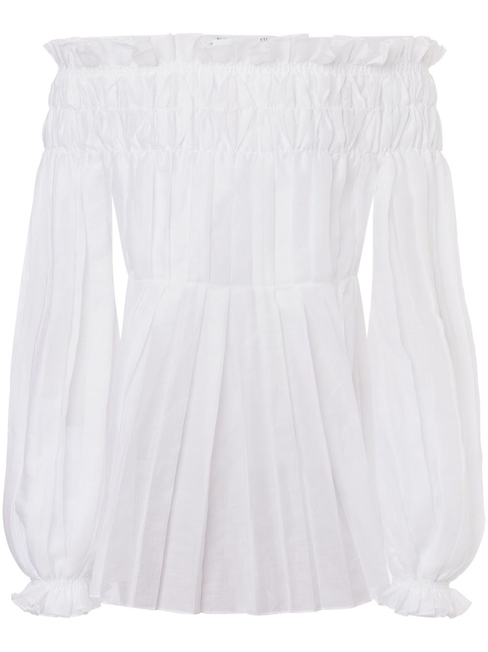 Alberta Ferretti 褶饰露肩罩衫 - 白色