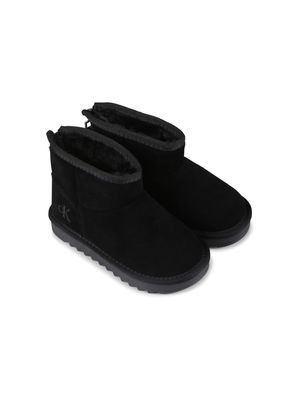 Calvin Klein Kids logo刺绣及踝靴 - 黑色
