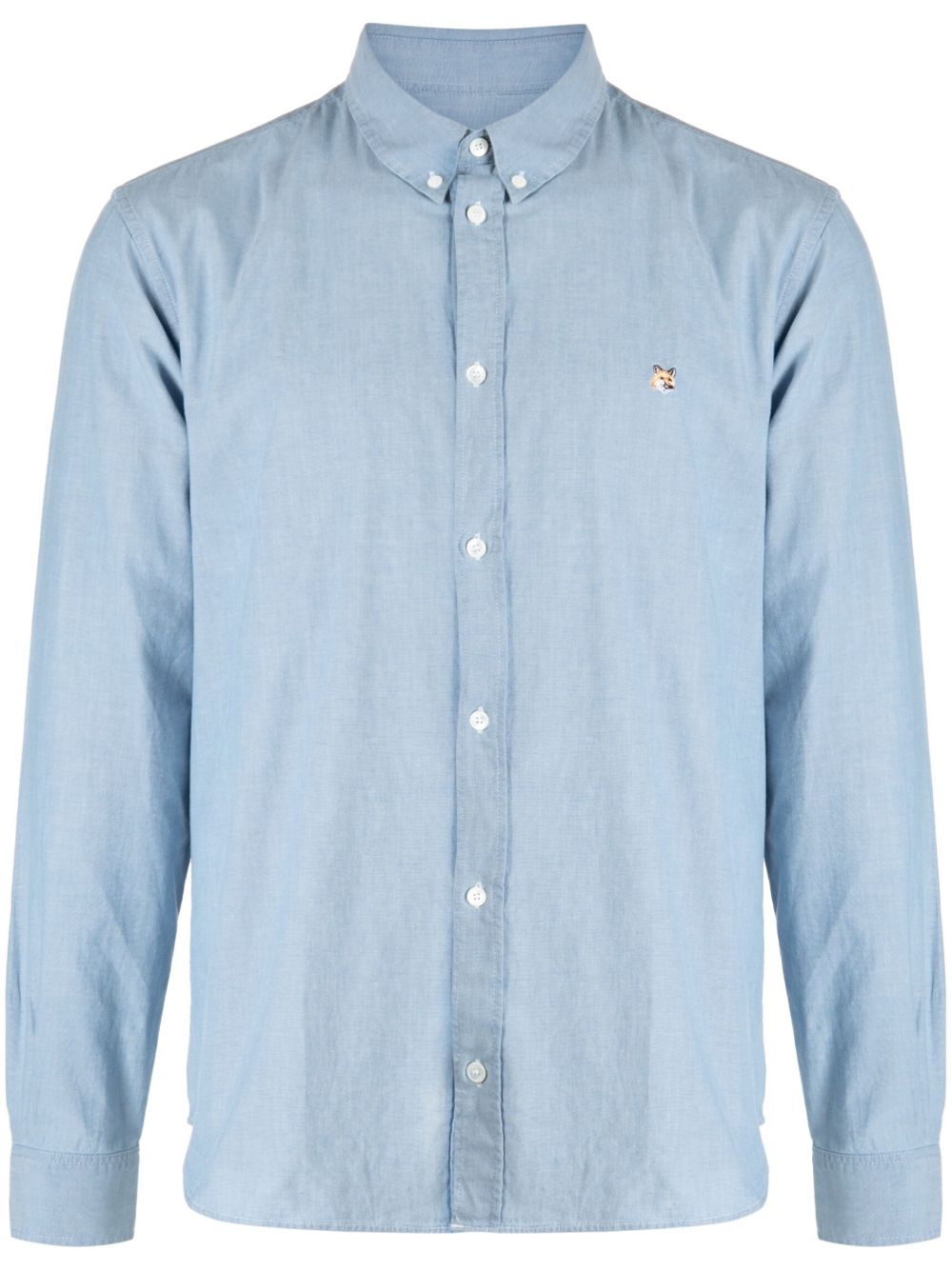 Maison Kitsuné logo刺绣棉衬衫 - 蓝色