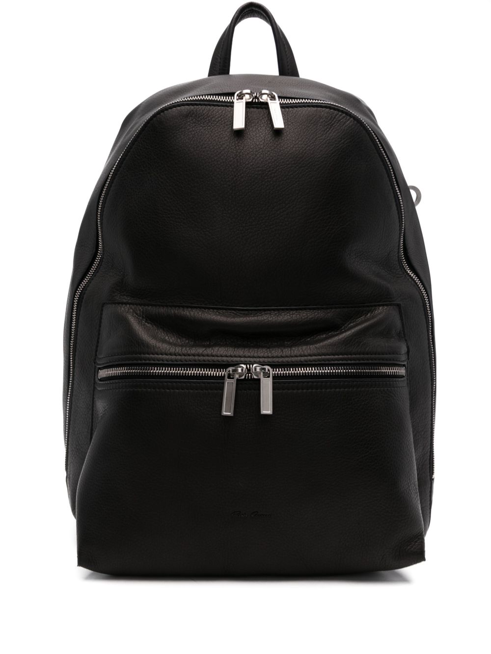 Rick Owens logo凹面压花双肩包 - 黑色