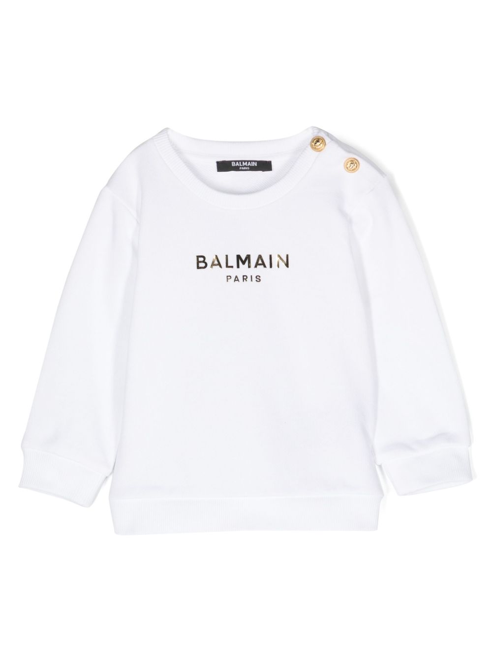 Balmain Kids logo贴花棉卫衣 - 白色
