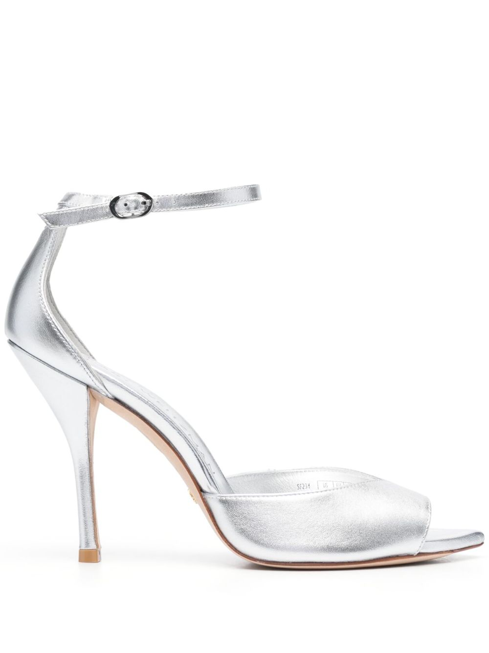 Stuart Weitzman Nudist 高跟金属感凉鞋 - 银色