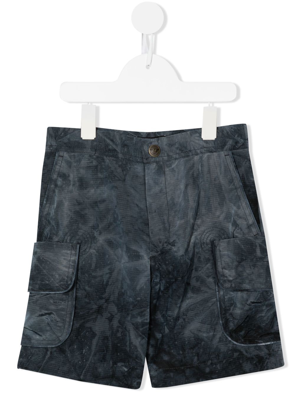 Emporio Armani Kids 扎染工装短裤 - 蓝色