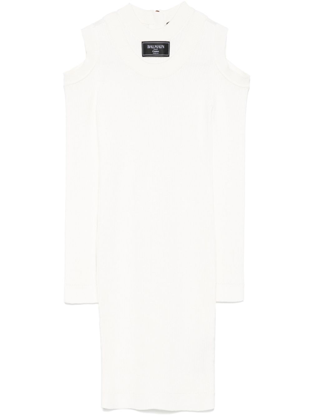 Balmain 罗纹迷你连衣裙 - 白色