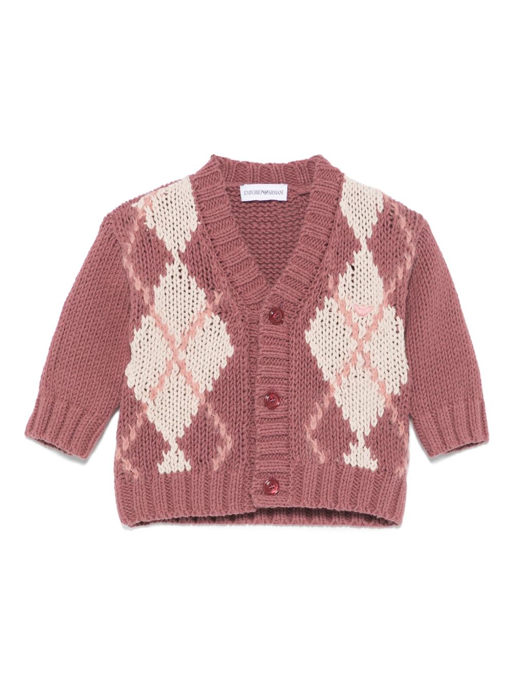 Emporio Armani Kids 菱纹开衫 - 粉色