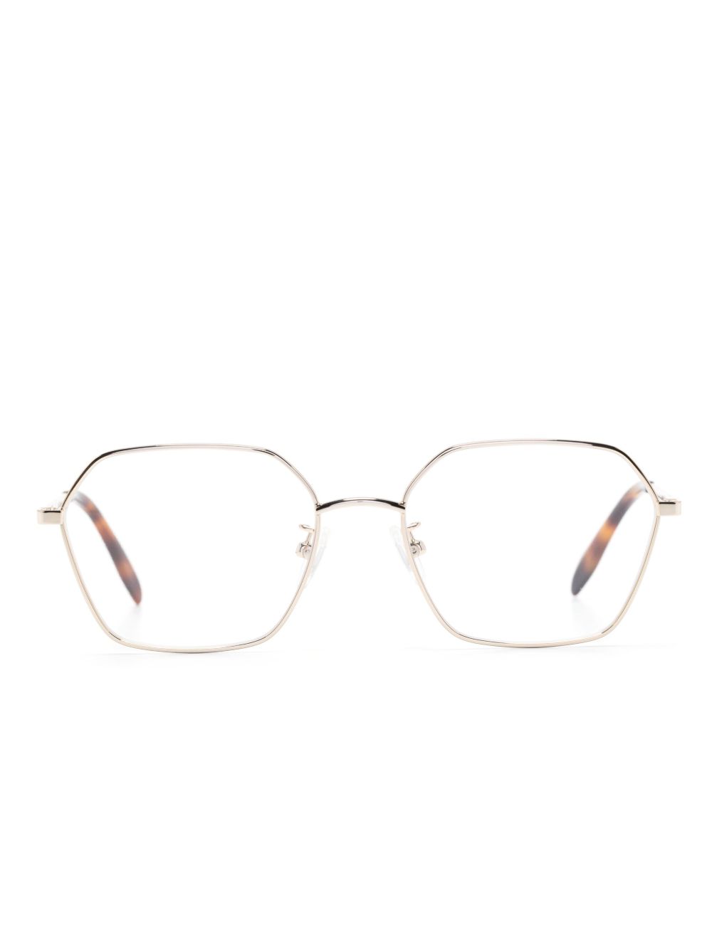 Alexander McQueen Eyewear 几何形金属镜框眼镜 - 金色