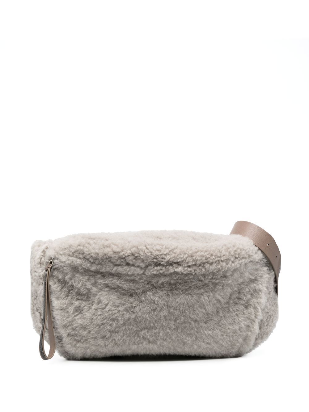 Brunello Cucinelli Frosty 皮毛一体腰包 - 灰色