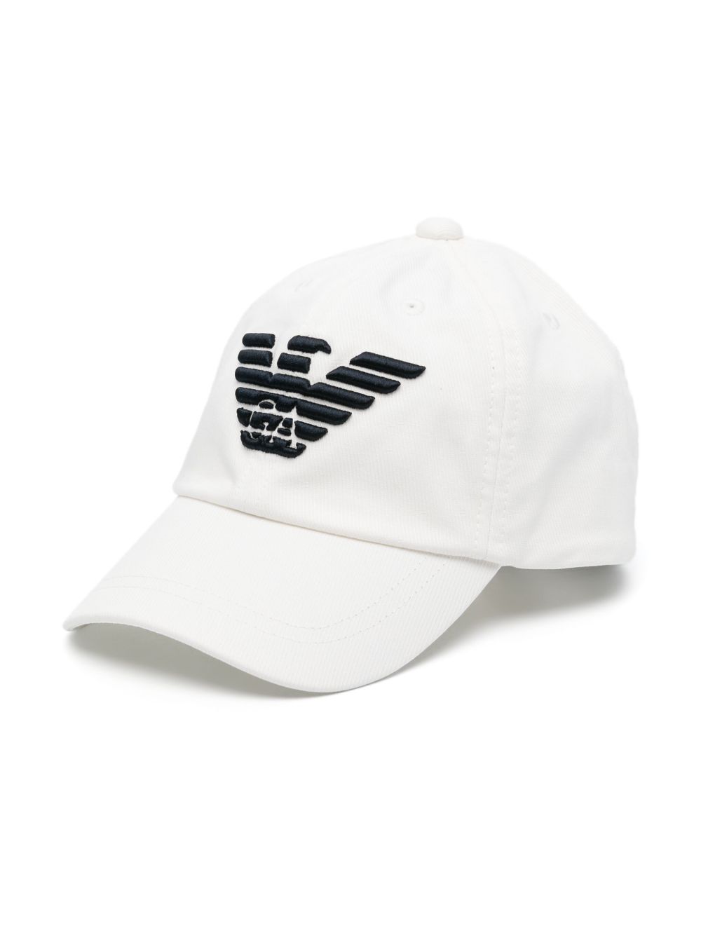 Emporio Armani Kids logo刺绣棒球帽 - 白色