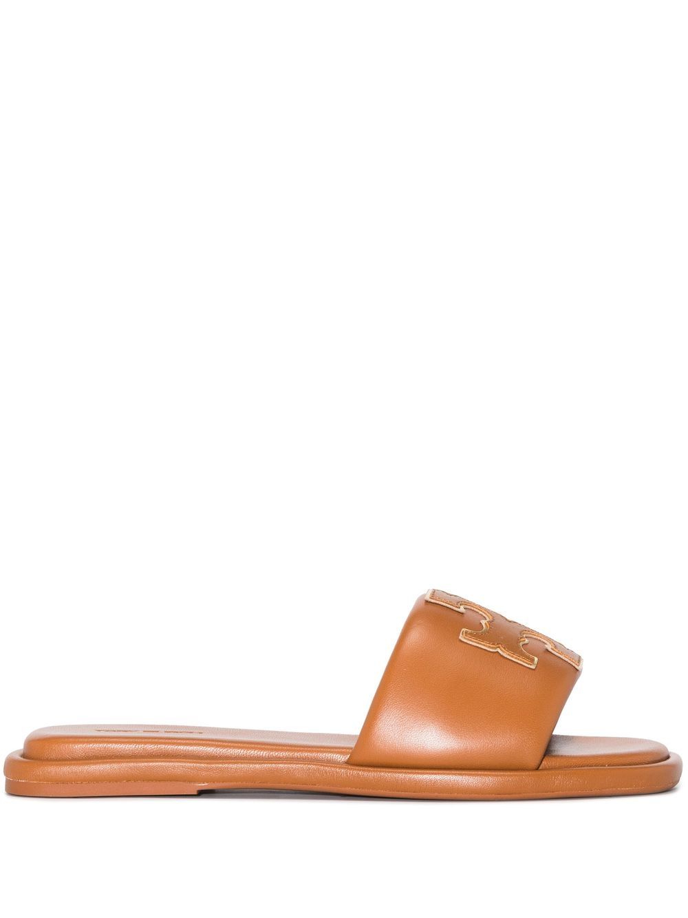 Tory Burch Double T 平底凉鞋 - 褐色
