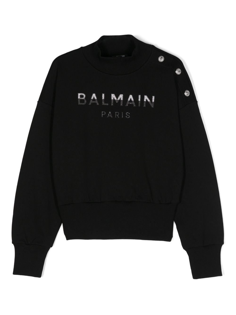 Balmain Kids logo压纹棉卫衣 - 黑色