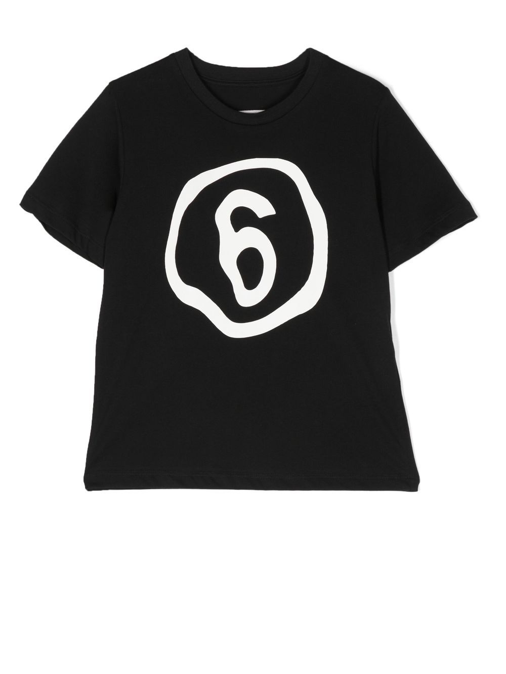 MM6 Maison Margiela Kids logo图案棉T恤 - 黑色