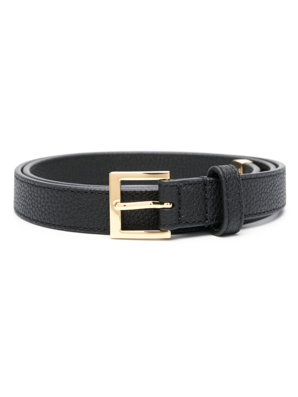 Lauren Ralph Lauren logo雕刻皮质腰带 - 黑色