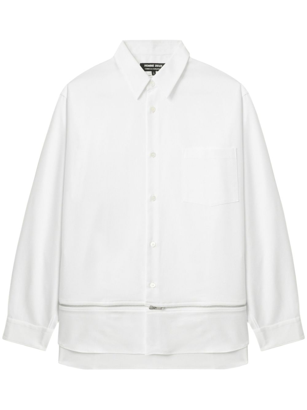 Comme des Garçons Homme Deux 拉链细节衬衫 - 白色