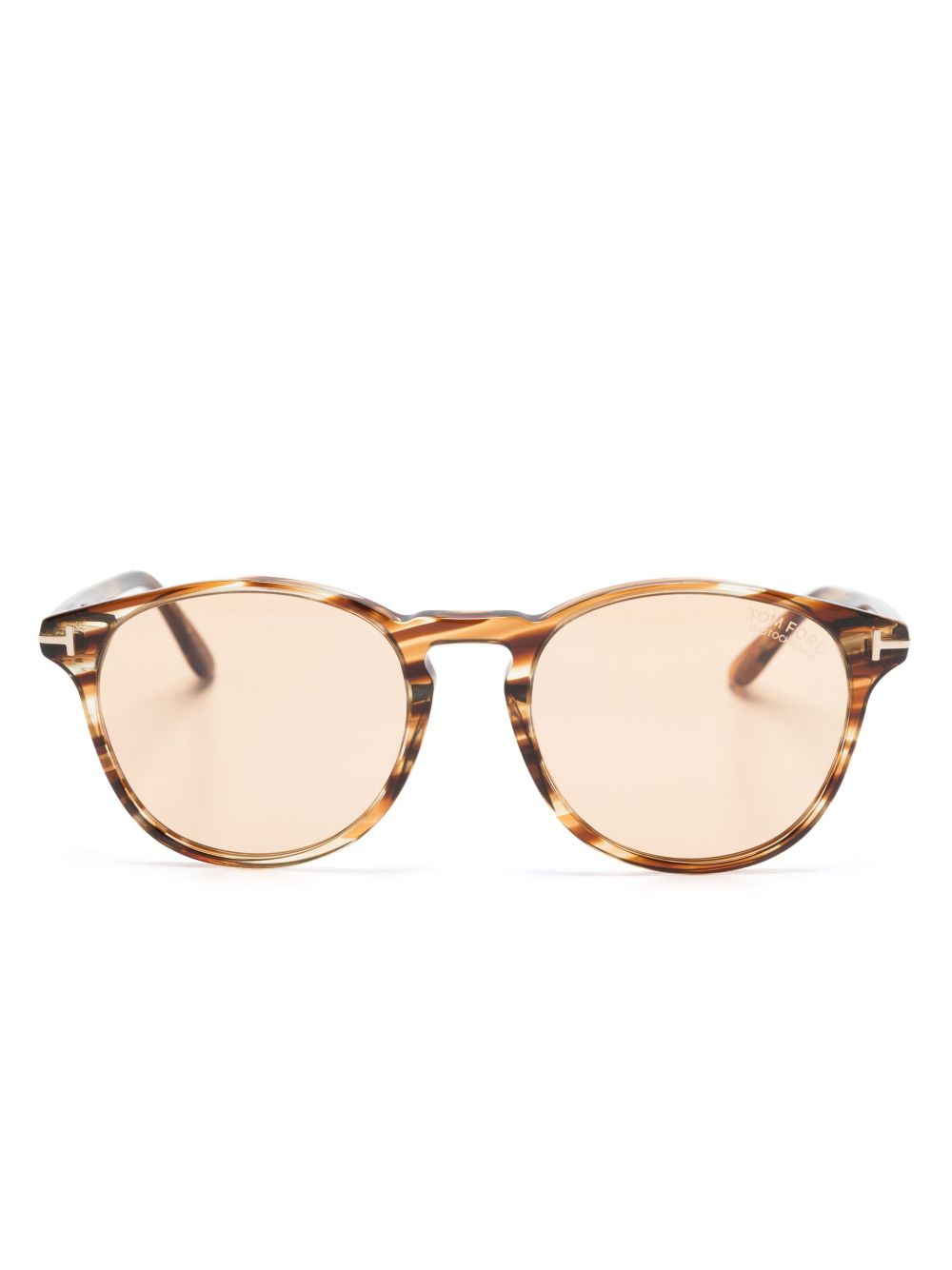 TOM FORD Eyewear Lewis 圆形镜框眼镜 - 褐色