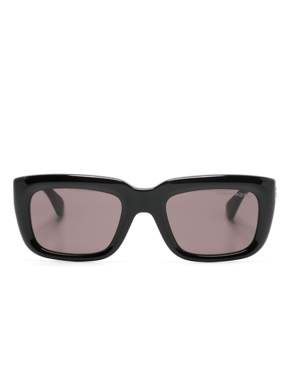Alexander McQueen Eyewear Floating Skull 长方形框太阳眼镜 - 黑色