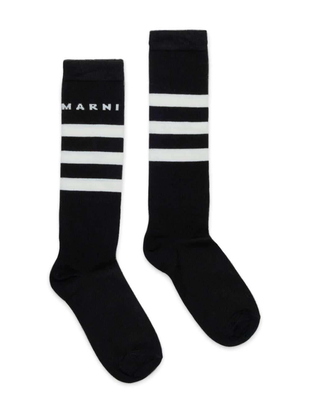 Marni Kids logo印花针织袜 - 黑色