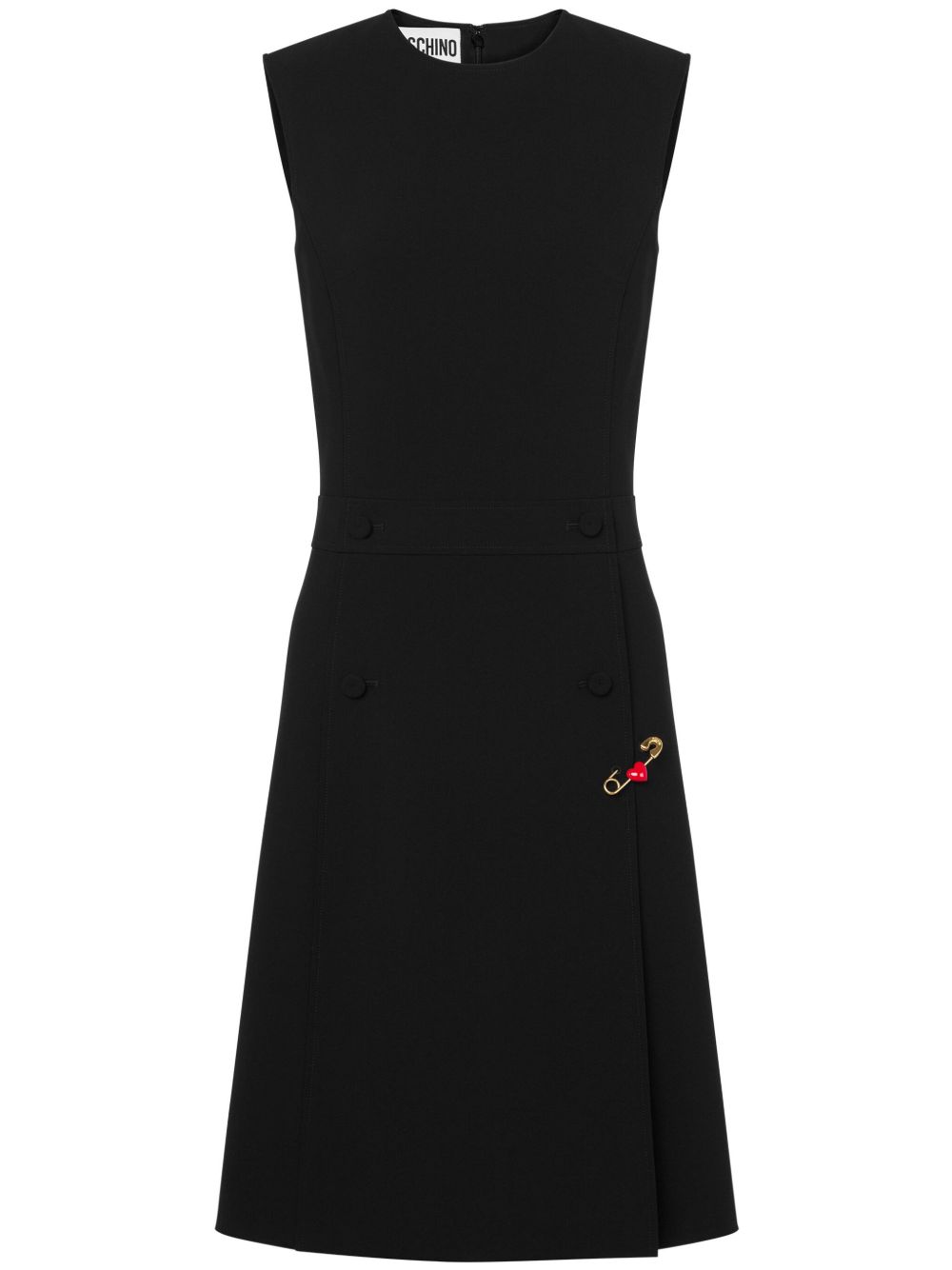 Moschino Safety Pin 细节无袖连衣裙 - 黑色