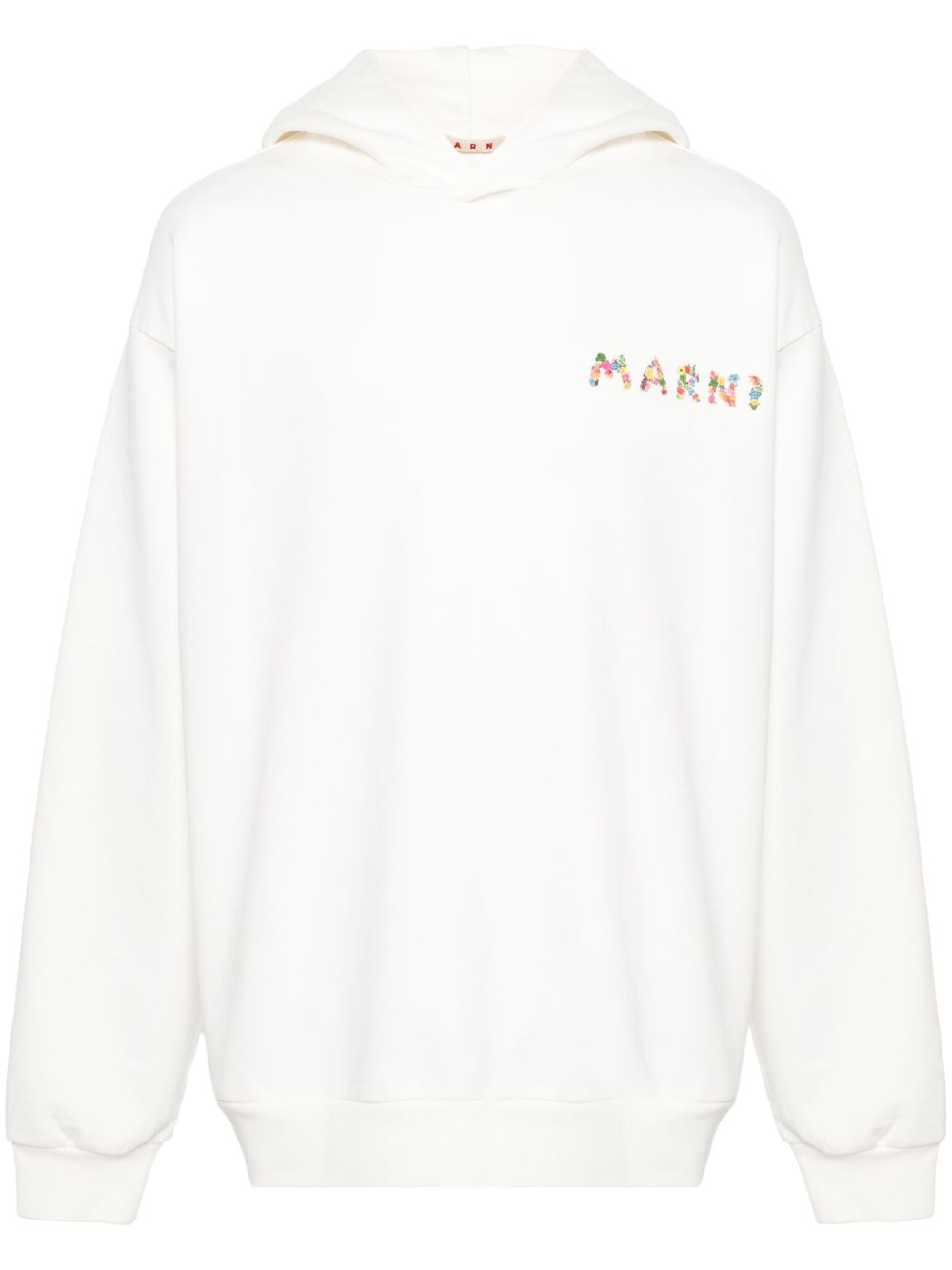 Marni logo印花棉连帽衫 - 白色