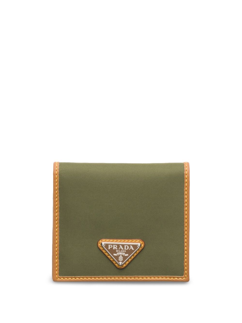 Prada logo标牌对折钱包 - 绿色