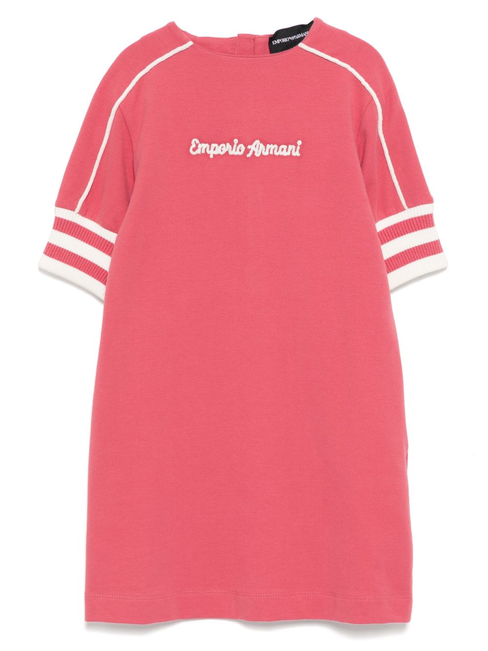 Emporio Armani Kids logo刺绣连衣裙 - 粉色