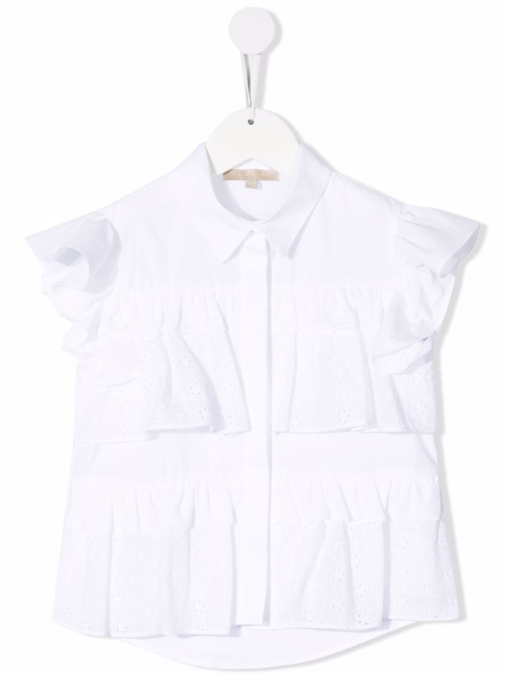 ELIE SAAB JUNIOR 荷叶边饰无袖衬衫 - 白色