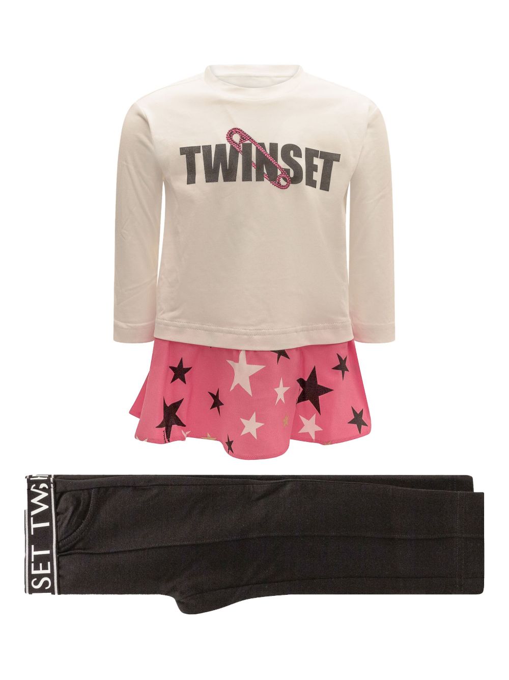 TWINSET Kids 星星印花长裤套装 - 白色