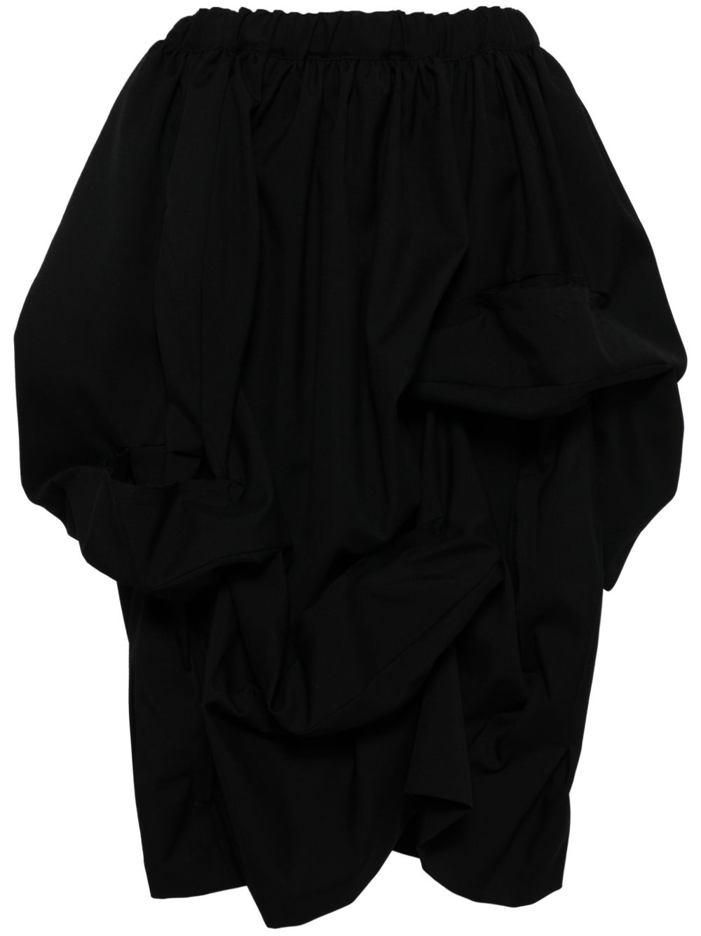 Comme Des Garçons 不对称羊毛中长半身裙 - 黑色