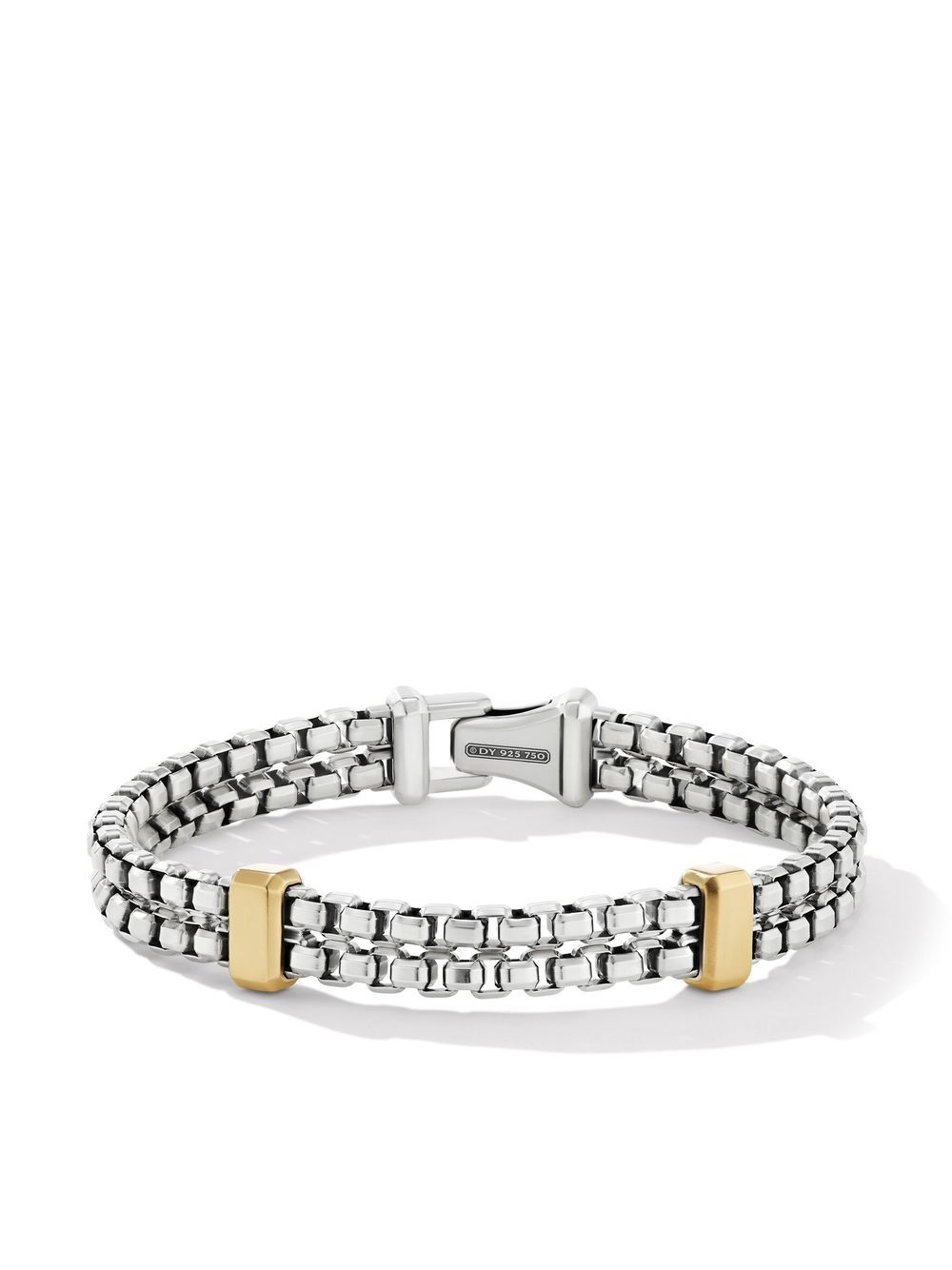 David Yurman 18K黄金 Double Box Chain Station 手链 - 银色