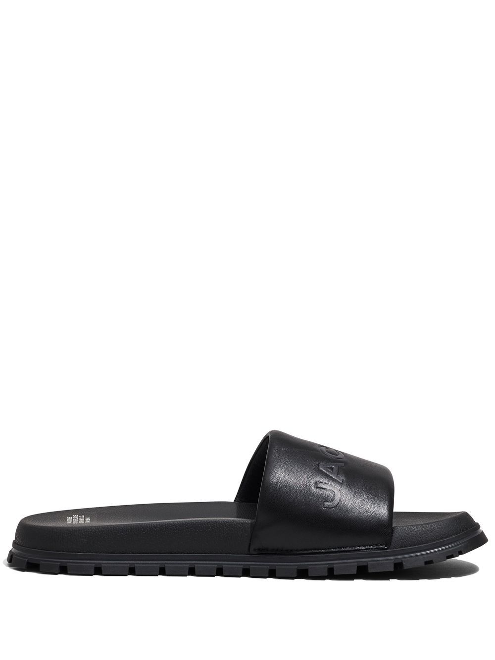 Marc Jacobs The Leather Slide logo压纹拖鞋 - 黑色