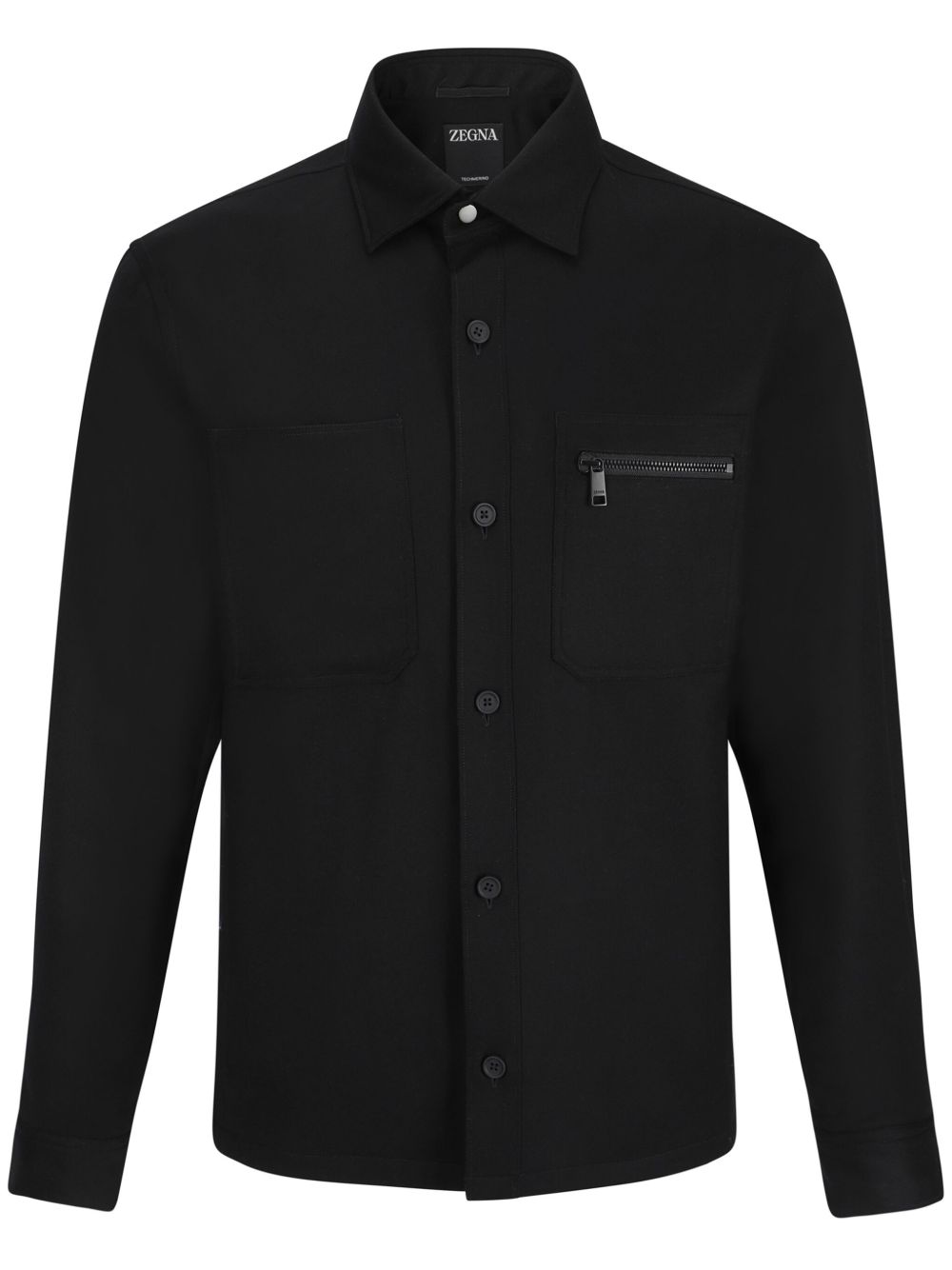 Zegna 羊毛夹克式衬衫 - 黑色
