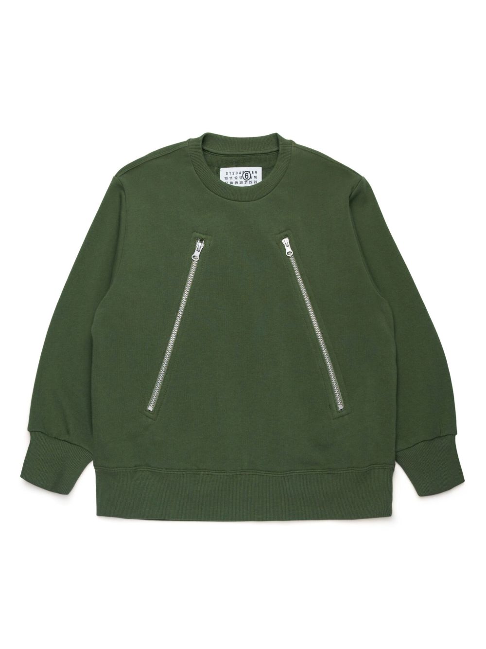 MM6 Maison Margiela Kids 拉链细节棉卫衣 - 绿色