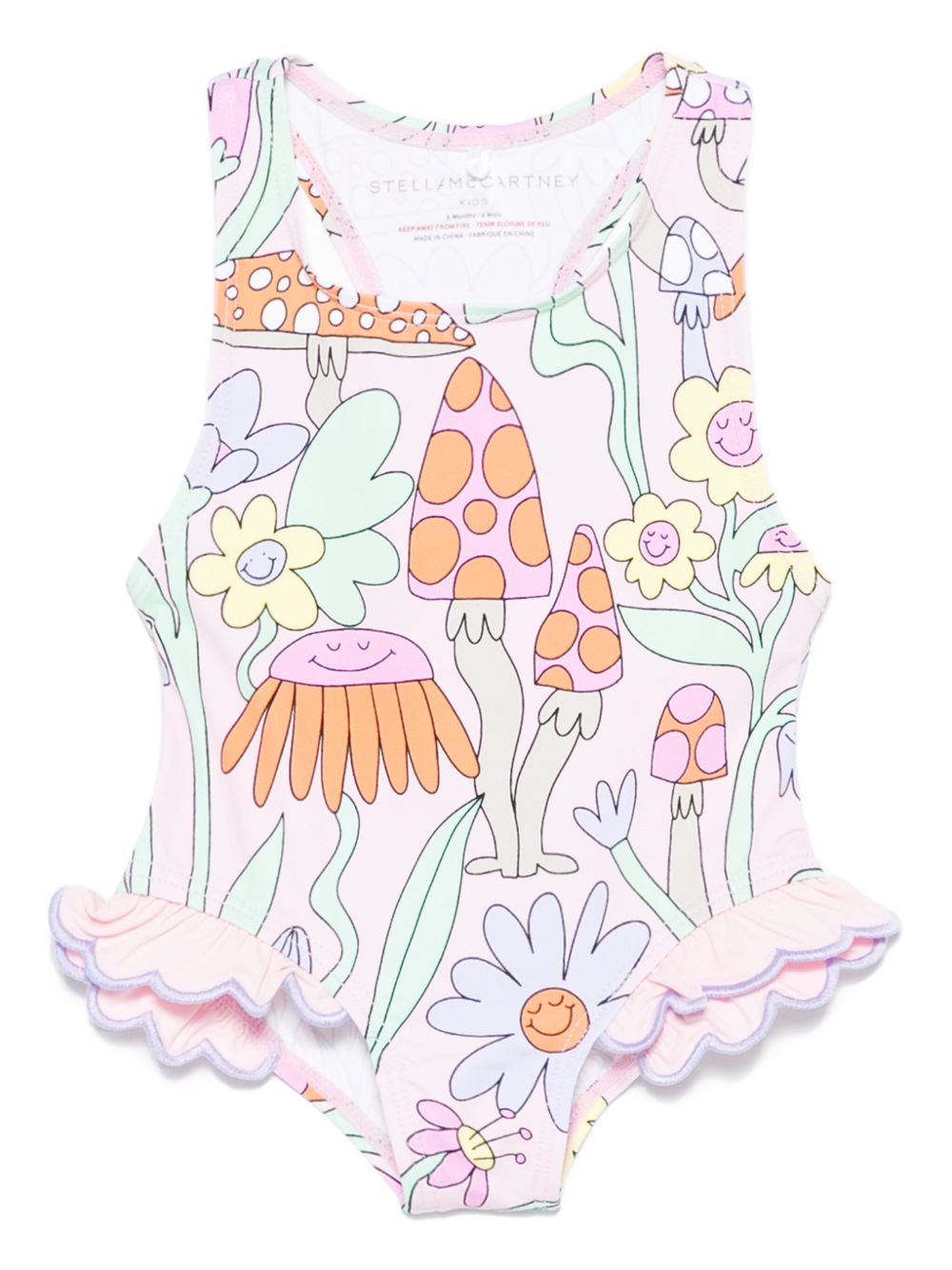 Stella McCartney Kids 花卉印花连体泳衣 - 粉色