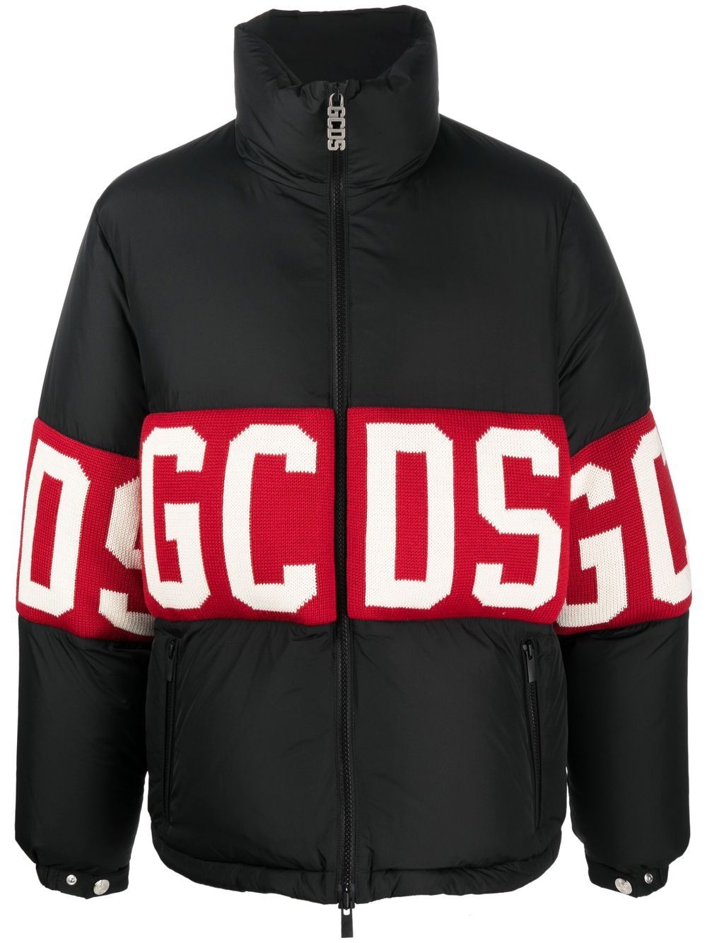 GCDS logo针织填充夹克 - 黑色