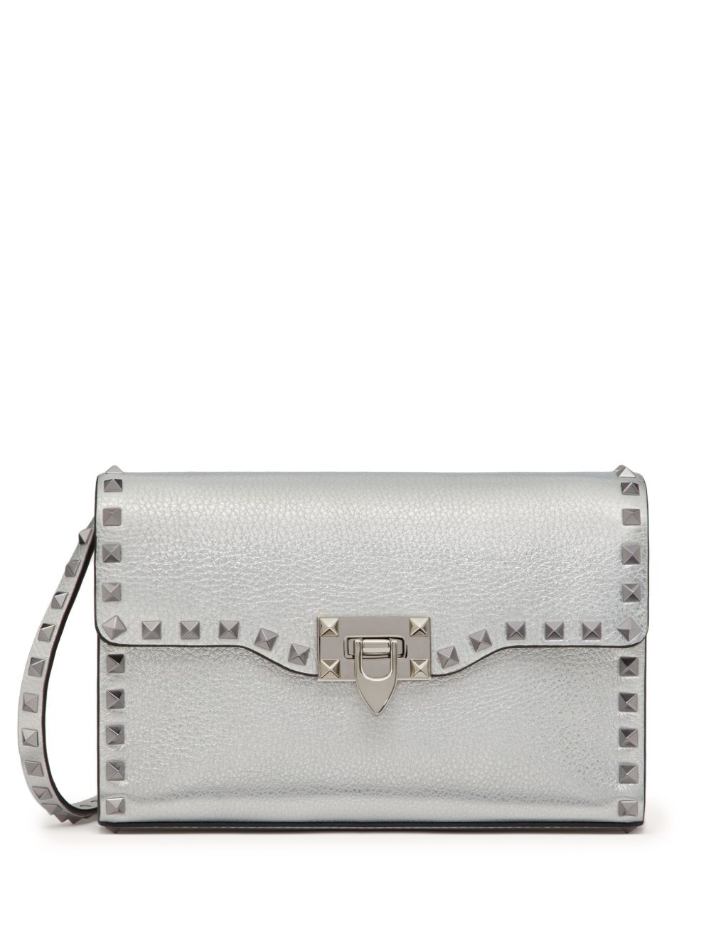 Valentino Garavani Rockstud 金属感小号斜挎包 - 银色