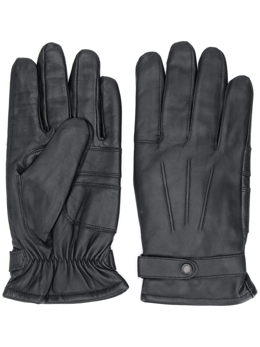 Barbour 磨光面料手套 - 黑色