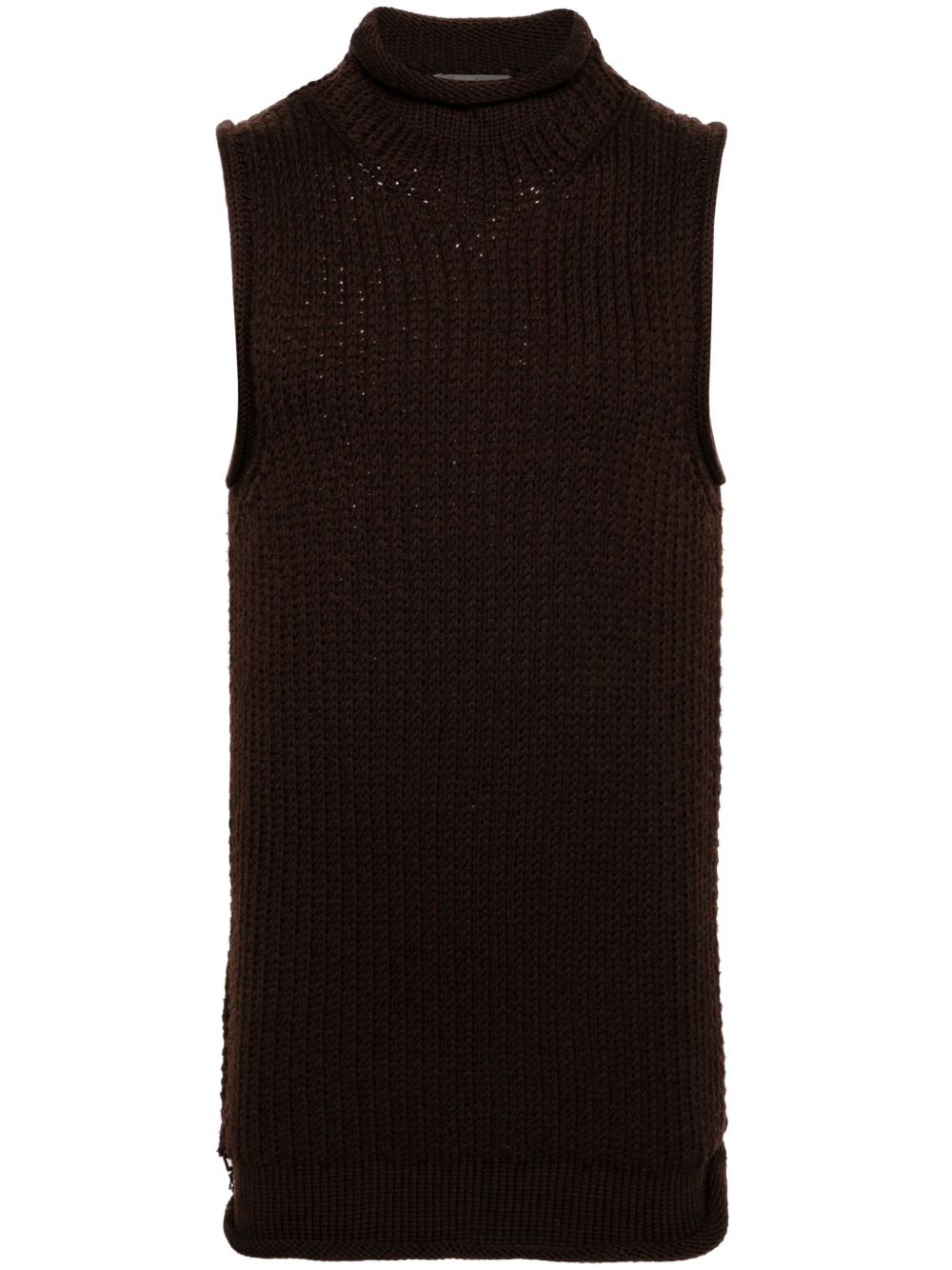 Yohji Yamamoto Pre-Owned 罗纹针织羊毛背心（2000年典藏款） - 褐色
