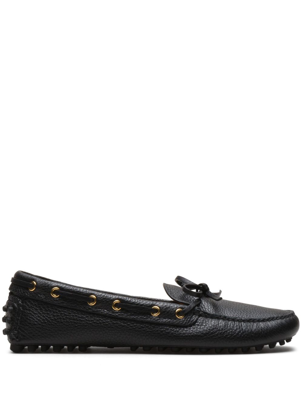 Car Shoe 纹理皮质乐福鞋 - 黑色