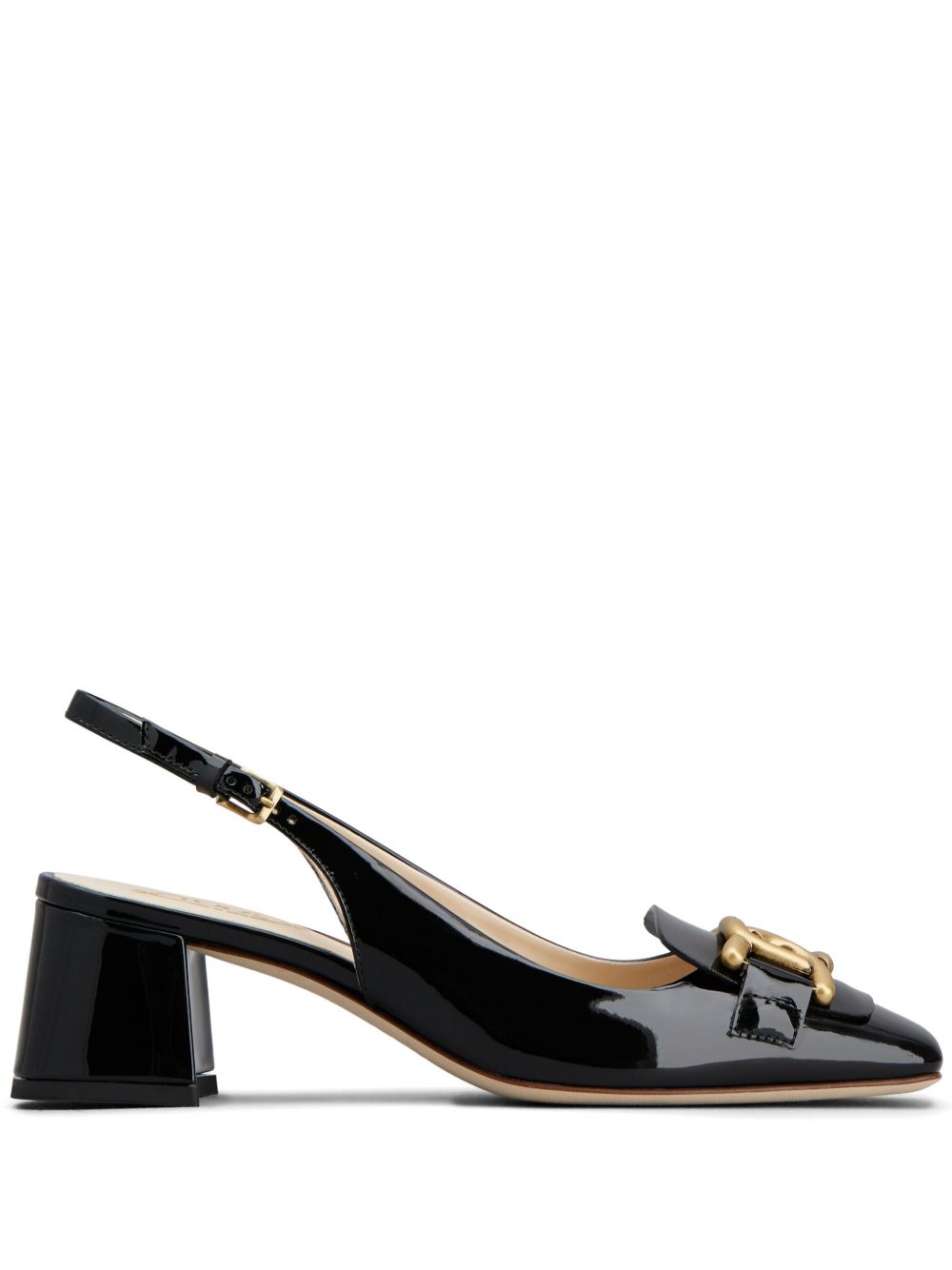Tod's Cuoio logo雕刻中跟鞋 - 黑色