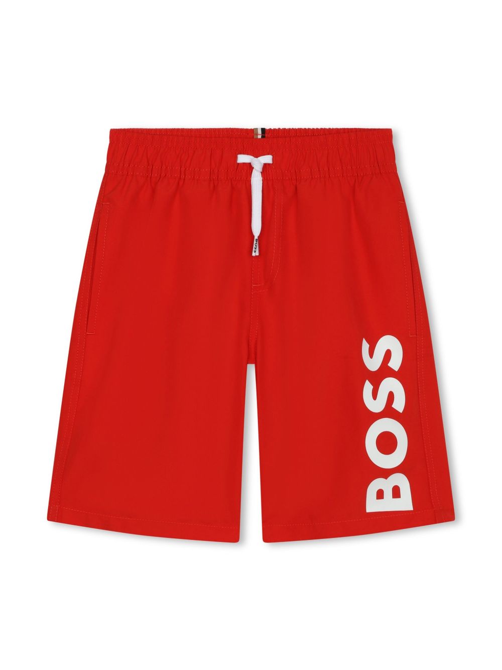 BOSS Kidswear logo印花抽绳泳裤 - 红色