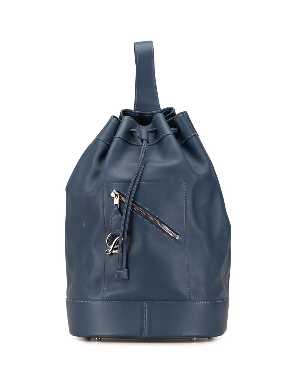 Loewe Pre-Owned Anton Drawstring Sling 皮质双肩包(2018年典藏款) - 蓝色