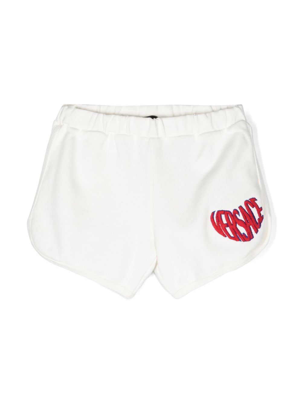 Versace Kids Heart logo刺绣短裤 - 白色