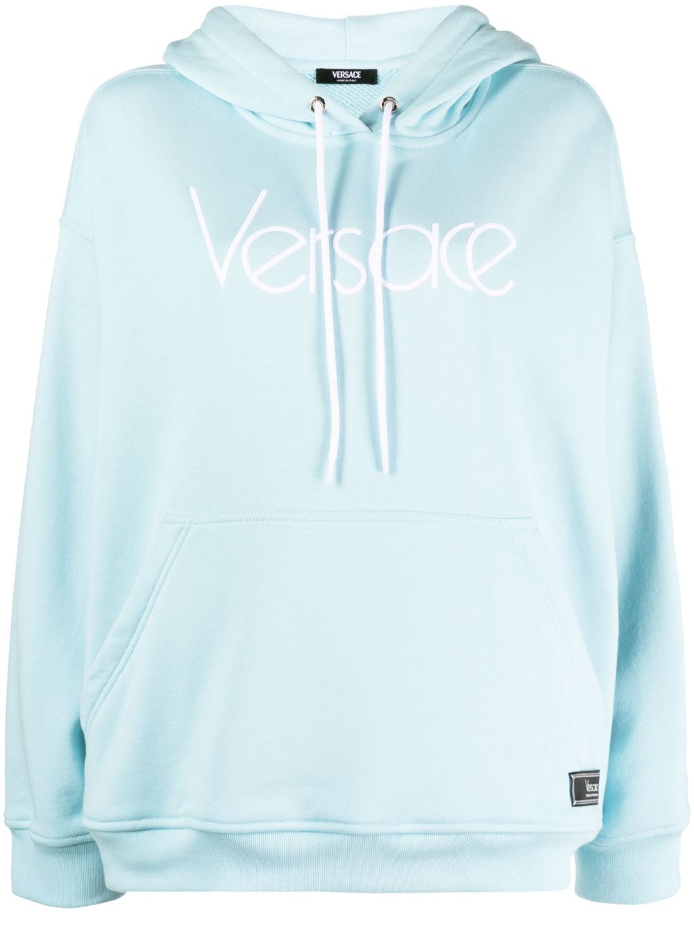 Versace 1978 Re-Edition logo刺绣连帽衫 - 蓝色