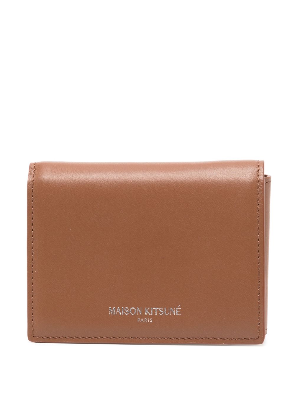 Maison Kitsuné logo印花皮质钱包 - 褐色