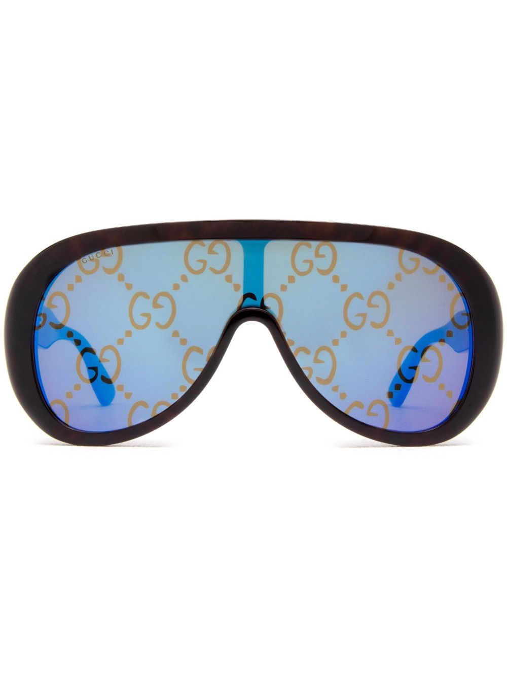 Gucci Eyewear GG logo印花超大框太阳眼镜 - 褐色